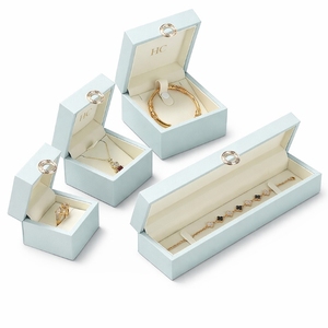 High End Jewelry Set <b>Box</b> Custom Rigid PU Leather Jewelry Gift <b>Box</b> Custom Suede Insert Foil Stamping Custom Logo Factory Price - Product Image 5