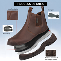 Chaussures de travail industrielles unisexes AOXIANG en cuir à embout d'acier avec semelle intermédiaire en PU pour la construction en usine, automne, hiver, été