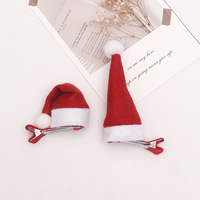 Mini pinces à cheveux 3D LED rouges en forme de bonnet de Père Noël, décoratives pour Noël, écologiques, légères, populaires, pour une ambiance festive de Noël