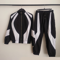 Survêtement personnalisé écologique respirant en polyester à patchwork grande taille, veste coupe-vent, jogging, survêtement zippé