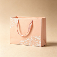 Sac de shopping en papier personnalisé de luxe, imprimé avec des motifs géométriques, toutes les couleurs, emballage cadeau durable, sac fourre-tout avec poignée en ruban
