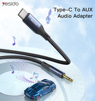 YAU36 Yesido Nylon Trenza USB Tipo C a 3,5mm Pin Jack Aux Cable para teléfono móvil Car Audio Cable Auriculares Aux Converter