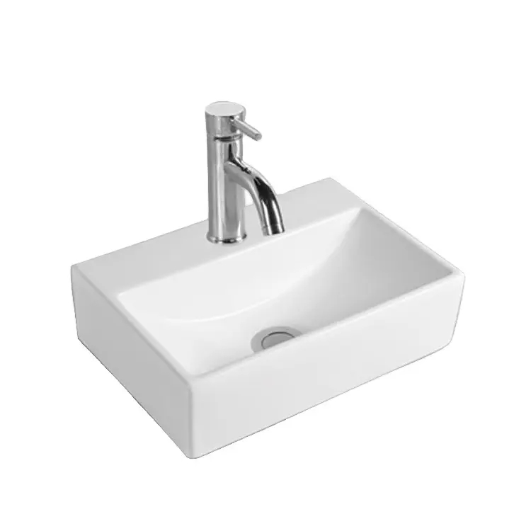 Lavabo de baño rectangular de cerámica blanca de nuevo diseño occidental de estilo moderno