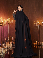 Robe de soirée populaire pour femme, col mandarin, manches longues, patchwork perlé, coupe ajustée, pour soirée printanière, noire