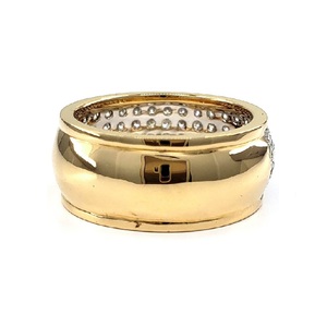 China Elegant Fine Jewelry High Quality 18k Solid Yellow Gold Top Diamond Four Rows Eternity Wide Wedding Band Ring for Parties - Product Image 3