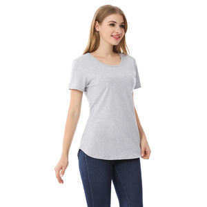 Maglietta di maternità con orlo curvo in cotone con due lati cerniere invisibili vestiti per donne incinte - Product Image 6