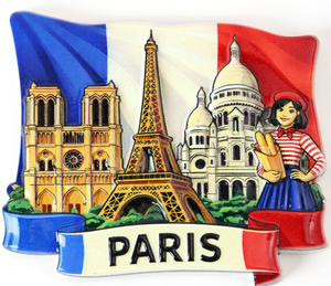 Aimant de réfrigérateur personnalisé en résine polyester 3D, souvenir de voyage moderne de taille moyenne, Paris - Product Image 1