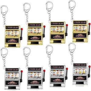 Express Shipping Mini Slot Machine Keychain Wholesale Las Vegas Souvenirs Working Handle Casino Keychain Lucky Jackpot Charm - Product Image 1