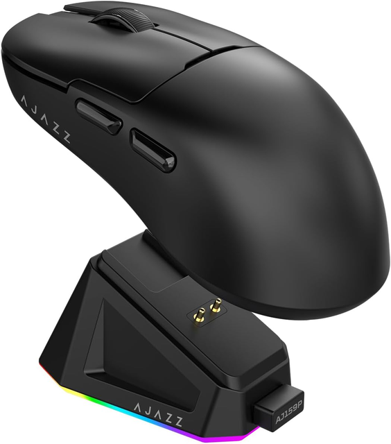 Wholesale AJAZZ AJ159P Wireless Gaming Mouse with RGB Charging Dock PAW3395 26K DPI Sensor 56G Lightweight Ergonomic Mouse