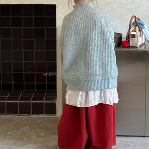 Pull tricoté décontracté ample pour enfants, style coréen, couleur unie, collection automne 2026 - Product Image 3