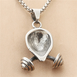 Lion <b>Dumbbell</b> Pendant Stainless Steel Men's Necklace Retro Punk Style Animal Shape Fashion Jewelry 190110 - Product Image 2