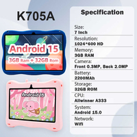تابلت Wintouch للأطفال 7 مع واي فاي * Core HD شاشة تعمل باللمس رباعية A333 3G Ram 32G andid 15 تابلت تعليمي
