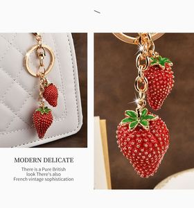 Fashion Strawberry Fruit Ladies Car Keychain <b>Cute</b> Alloy Keychain <b>Keyring</b> Bag Pendant - Product Image 6
