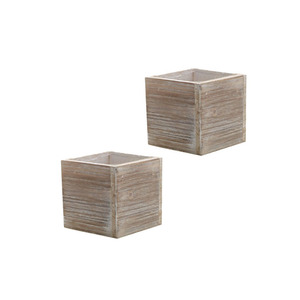 Maceta <span class=keywords><strong>de</strong></span> madera cuadrada pequeña Shabby Chic antigua personalizada, maceta <span class=keywords><strong>de</strong></span> madera <span class=keywords><strong>de</strong></span> 15cm <span class=keywords><strong>para</strong></span> plantas suculentas, flores <span class=keywords><strong>de</strong></span> jardín, gris y blanco - Product Image 2
