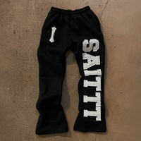 Pantalon de jogging évasé personnalisé pour hommes avec broderie et patchs, style streetwear