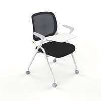 Chaise de conférence ergonomique en maille au design moderne, dossier réglable, chaise de conférence pliable avec tablette d'écriture