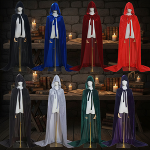 Capa con Capucha de Terciopelo de Poliéster para Adultos Unisex, Disfraz Medieval, Vestido de Bruja, Sacerdote Gótico - Product Image 2