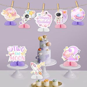 Centrotavola a Nido d'Ape 'Due <span class=keywords><strong>Lune</strong></span>' per Compleanno, Design Spaziale, 15cm, Decorazione Ecologica per Interni/Esterni - Product Image 4