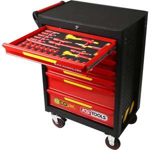 KS TOOLS-117,6144 Carro de taller ECOline con 42 herramientas aisladas para vehículos híbridos y eléctricos TALLERES RODANTES - Product Image 1