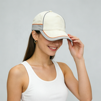 Casquette de baseball sportive Oxford personnalisée à blocs de couleur, motif à pois violet et noir, avec passepoil contrastant, profil structuré moyen, visière incurvée, chapeau de sport OEM