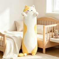 Coussin en peluche chat long Kawaii, animal en peluche de dessin animé pour le confort du sommeil, décoration de canapé et cadeaux