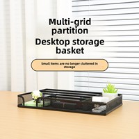 Organisateur de bureau en métal à plusieurs compartiments, avec séparateurs, pour le rangement de fournitures de bureau