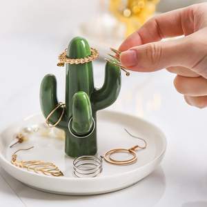 Bandeja de Almacenamiento de Cerámica con Diseño de Cactus y Aloe <span class=keywords><strong>Vera</strong></span>, Estilo Art Deco, para Bodas, Ramadán, Exhibición, Soporte para Joyas - Product Image 1