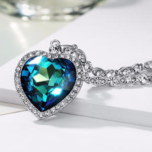 Monili di Modo del Regalo di san valentino Austria <span class=keywords><strong>Blu</strong></span> Cristallo di <span class=keywords><strong>Zaffiro</strong></span> a Forma di Cuore Pendente di Fascino Della Collana - Product Image 5