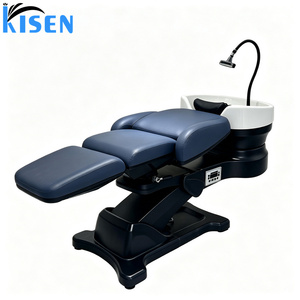 KISEN High Quality Modern <b>Reclining</b> Shampoo <b>Chair</b> with Ceramic Basin Height Adjustable Salon Furniture for Hair Cutting Workshop - Product Image 5