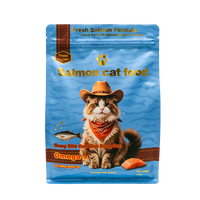 Sachet d'emballage personnalisé en BOPP AL PE de qualité supérieure, haute barrière, souple, anti-UV, à fond plat, pour aliments pour animaux (chiens et chats), avec fermeture éclair réutilisable