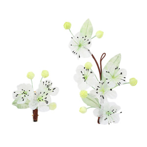 Nouvelle conception originale, faite à la main, épingle à cheveux douce en fleur de poirier verte et fraîche, accessoire capillaire de style antique, pour cheveux Hanfu. - Product Image 5