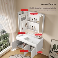 Lemari Kamar Mandi Dinding Berbahan Aluminium Sarang Lebah yang Dipertebal dengan Wastafel Keramik Terintegrasi dan Bak Cuci Toilet