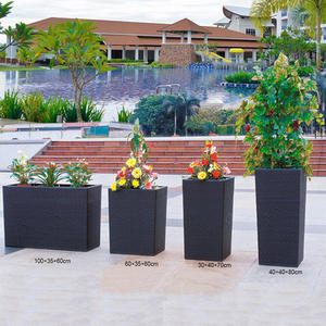 Jardinière de fleurs en rotin PE avec rainure décorative support de boîte de pot commercial meubles de cour de jardin - Product Image 5