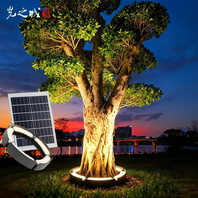 Outdoor Ring Giant Led Light Tree up Lighting Solar Battery Operated Color Changing Palm Tree Trunk Light