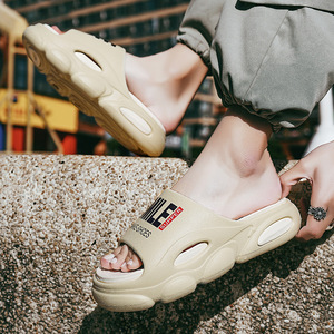 Thick Soled <b>Slippers</b> Men Black White Peep Toe Summer Outdoor Beach Shoes Comfortable Walking On Clouds Feel <b>Flip</b> <b>Flops</b> - Product Image 4