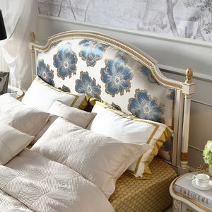 Pháp Phong Cách Đồ Nội Thất Phòng Ngủ Màu Xanh Hoa Vải Vua Kích Thước Giường Sang Trọng Cổ Điển Rắn Gỗ Giường - Product Image 4