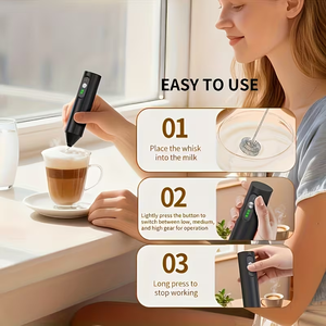 Wiederaufladbarer Automatischer Elektrischer Milchaufschäumer Schwarzer Elektrischer Milchaufschäumer Kaffee-Schneebesen Mit Kunststoffständer - Product Image 3