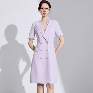 Korean Style Double Breasted Mid Length Dress With Lace Trim Office Wear Breathable Tummy Control Shapewear For Women - Product Image 2