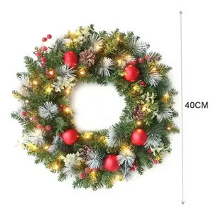 Guirlande de Noël 40 cm, décoration artificielle avec baies rouges pour porte d'entrée, fenêtre, mur, décoration de maison pour les fêtes d'hiver, 1 pièce - Product Image 6