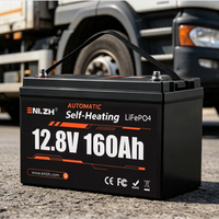 Batterie LiFePO4 Enlzh personnalisée 12,8 V 160 Ah avec auto-chauffage et BMS pour stockage d'énergie solaire