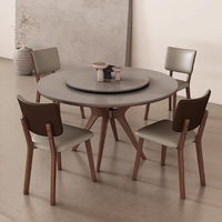Leichter Luxus-Runder Tisch aus Sinter stein mit Plattenspieler Kleiner Haushalt Moderner einfacher Esstisch aus massivem Holz PJ2421