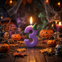 Magische Zauberer-Themen-Geburtstagskerzen für Halloween, Ostern/Neujahr - Hexenhut-Zahlenkerzen - Rauchfreie, tropffreie, umweltfreundliche Wachskerzen
