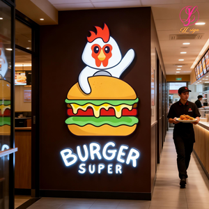 Restoran Bina Tasarımı Işıklı Led Harfli Özel Logo Reklam Akrilik 3D Led Dış Mekan Tabela - Product Image 3