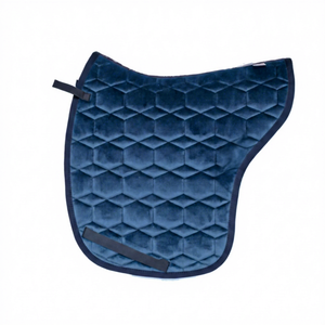 Almohadilla de lujo para silla de montar TOUGH TACK de terciopelo azul islandés con acolchado hexagonal - Product Image 1