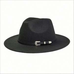 Sombrero Fedora Retro de Lana de Color Sólido con Ala Plana, Directo de Fábrica - Product Image 5