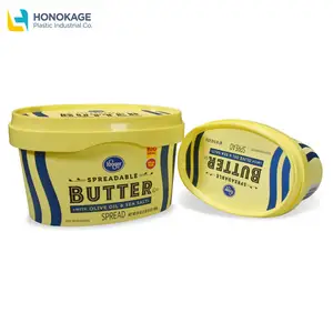 Sản Xuất IML Bao Bì Thực Phẩm Hộp Đựng Bơ Thực Vật Bằng Nhựa Dùng Một Lần Hình Bầu Dục 500G Có Nắp Đậy - Product Image 4