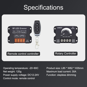 Controlador Remoto <span class=keywords><strong>LED</strong></span> <span class=keywords><strong>de</strong></span> 12V 24V, <span class=keywords><strong>Regulador</strong></span> <span class=keywords><strong>de</strong></span> Intensidad para Tiras <span class=keywords><strong>LED</strong></span>, Interruptor <span class=keywords><strong>de</strong></span> Atenuación, <span class=keywords><strong>Regulador</strong></span> <span class=keywords><strong>de</strong></span> Voltaje 30A 360W <span class=keywords><strong>de</strong></span> Alta Potencia, 1 Año <span class=keywords><strong>de</strong></span> Garantía - Product Image 2
