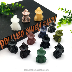 Commercio all'ingrosso di cristallo naturale nero di ossidiana fantasma di cristallo artigianale materiali bianchi di giada fantasma con cappello per il regalo di Halloween - Product Image 6