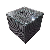 Table basse de jardin en rotin tressé moderne, résistante aux UV, avec finition en poudre d'aluminium, pour hôtel, salle à manger, salon