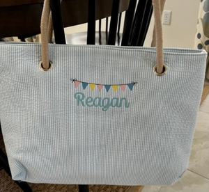 Trống Tote Túi phụ nữ lớn Satchel Pouch túi xách tùy chỉnh seersucker Túi bãi biển - Product Image 4